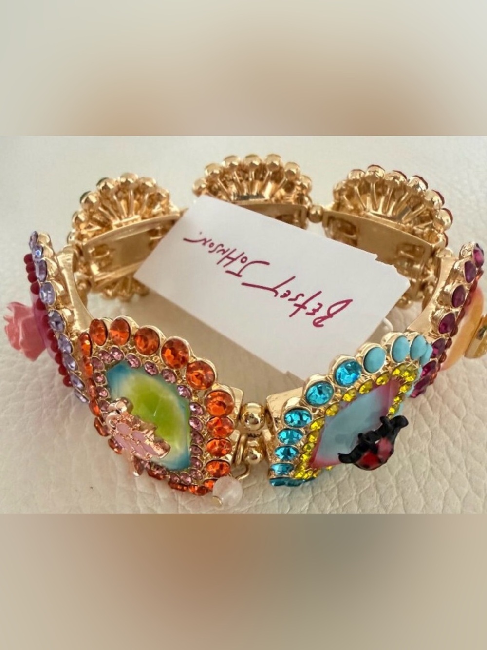 Betsey Johnson Gold-Tone Multicolor Backyard Critter Bracelet